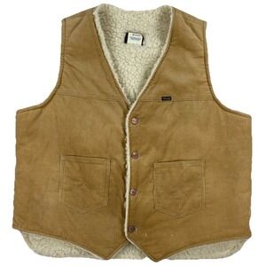 Vintage Wrangler Sherpa Lined Corduroy Vest Men's XL Beige USA Made